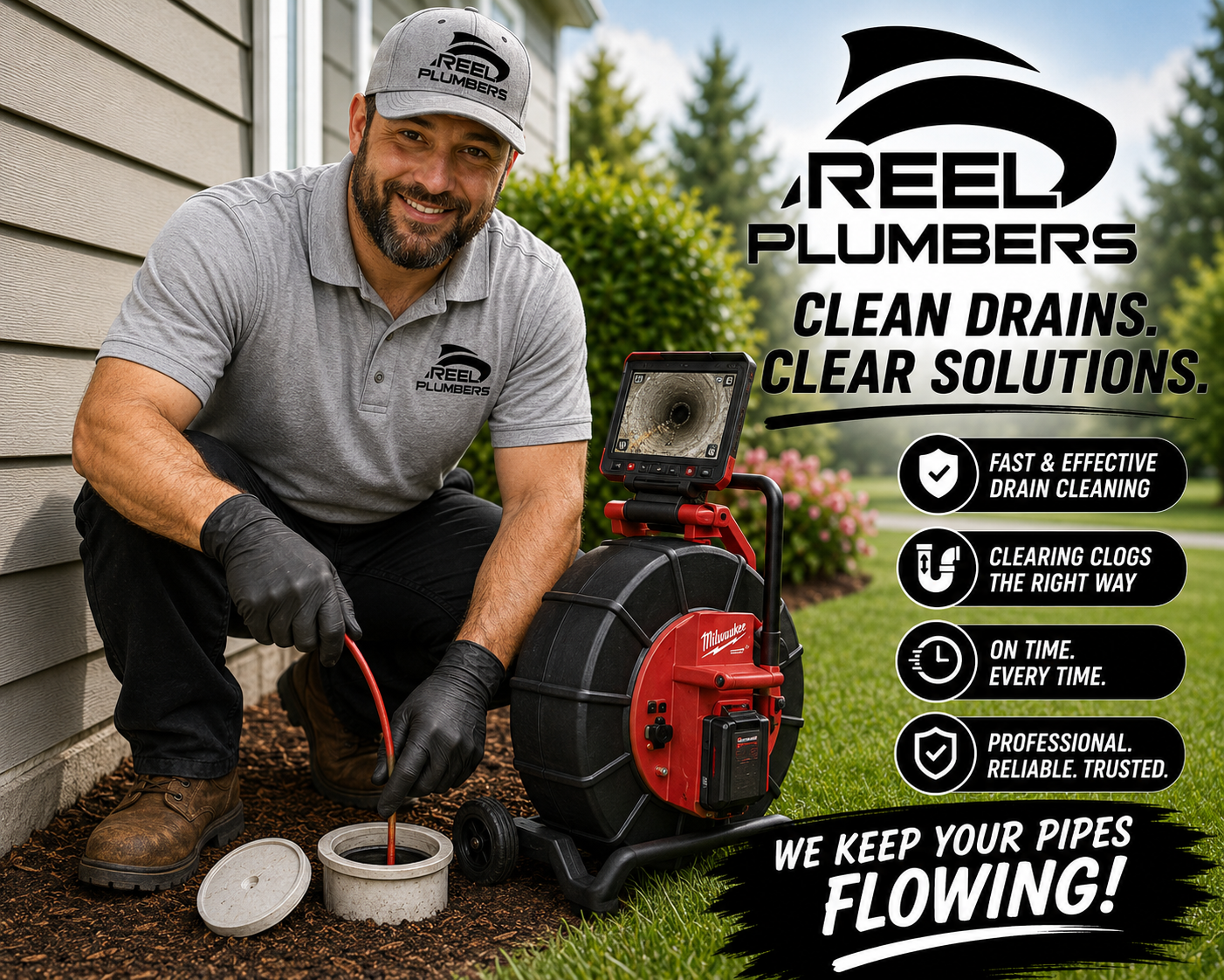 Reel Plumbers drain cleaning — clean drains, clear solutions